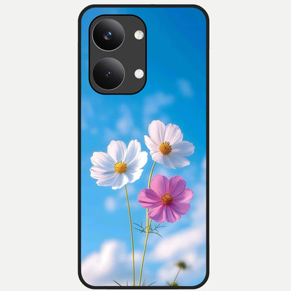  Tripple Flowers With Sky Glass Case For Poco X8 Pro Max back cover – full design glossy printed glass finish