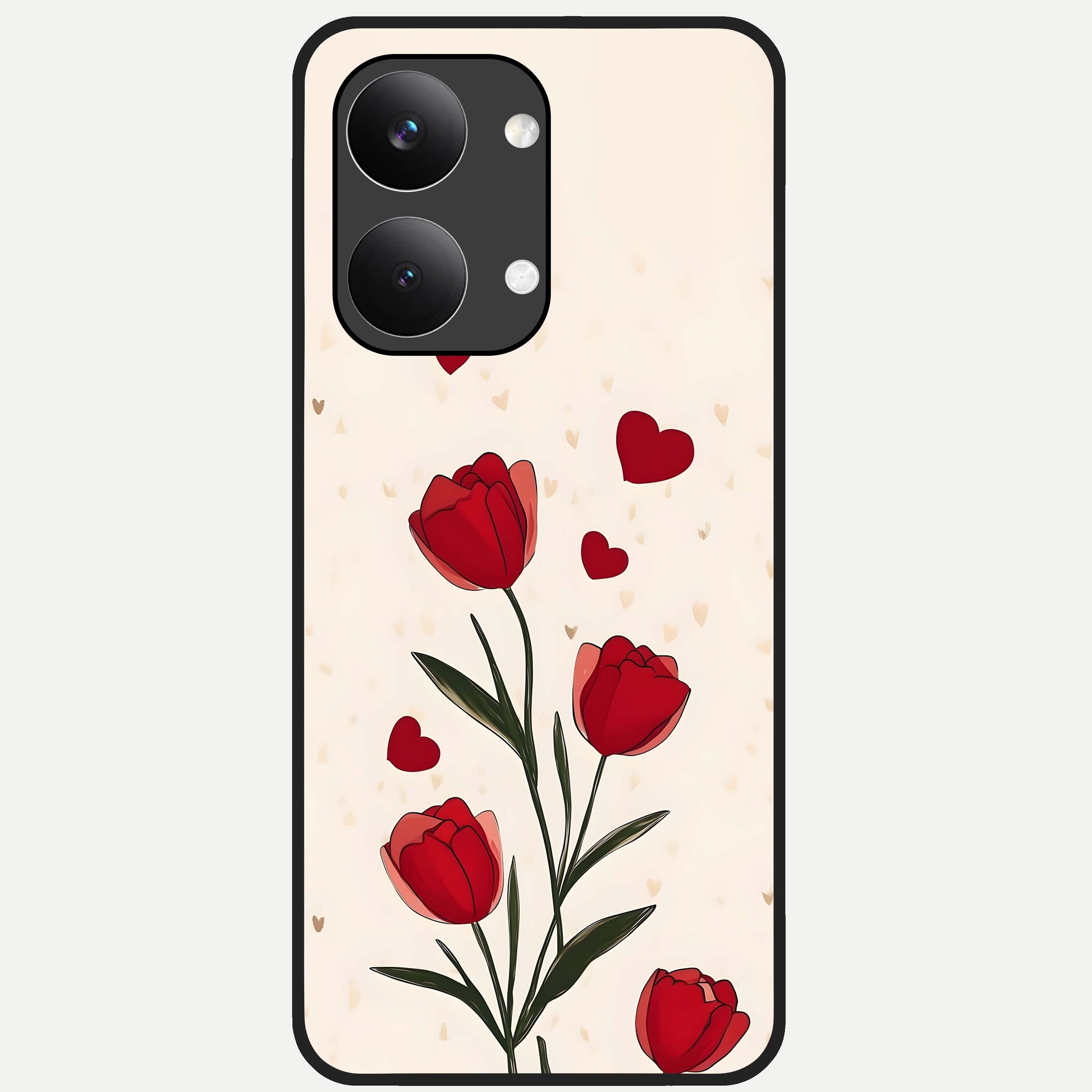  Tulip With Heart Glass Case For Poco X8 Pro Max back cover – full design glossy printed glass finish