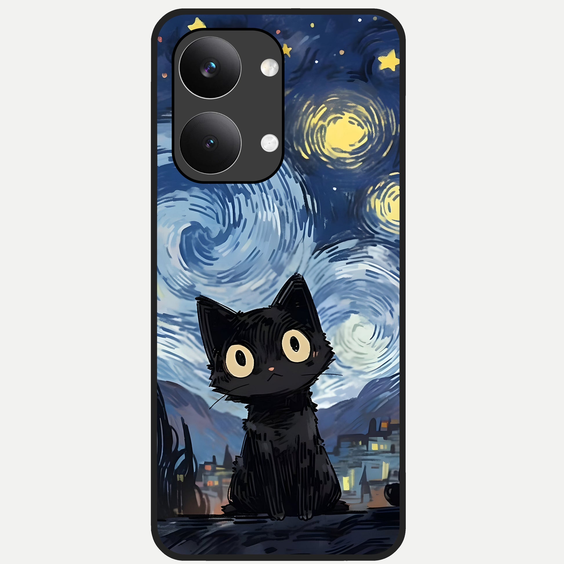  Van Gogh Cat Glass Case For Poco X8 Pro Max back cover – full design glossy printed glass finish