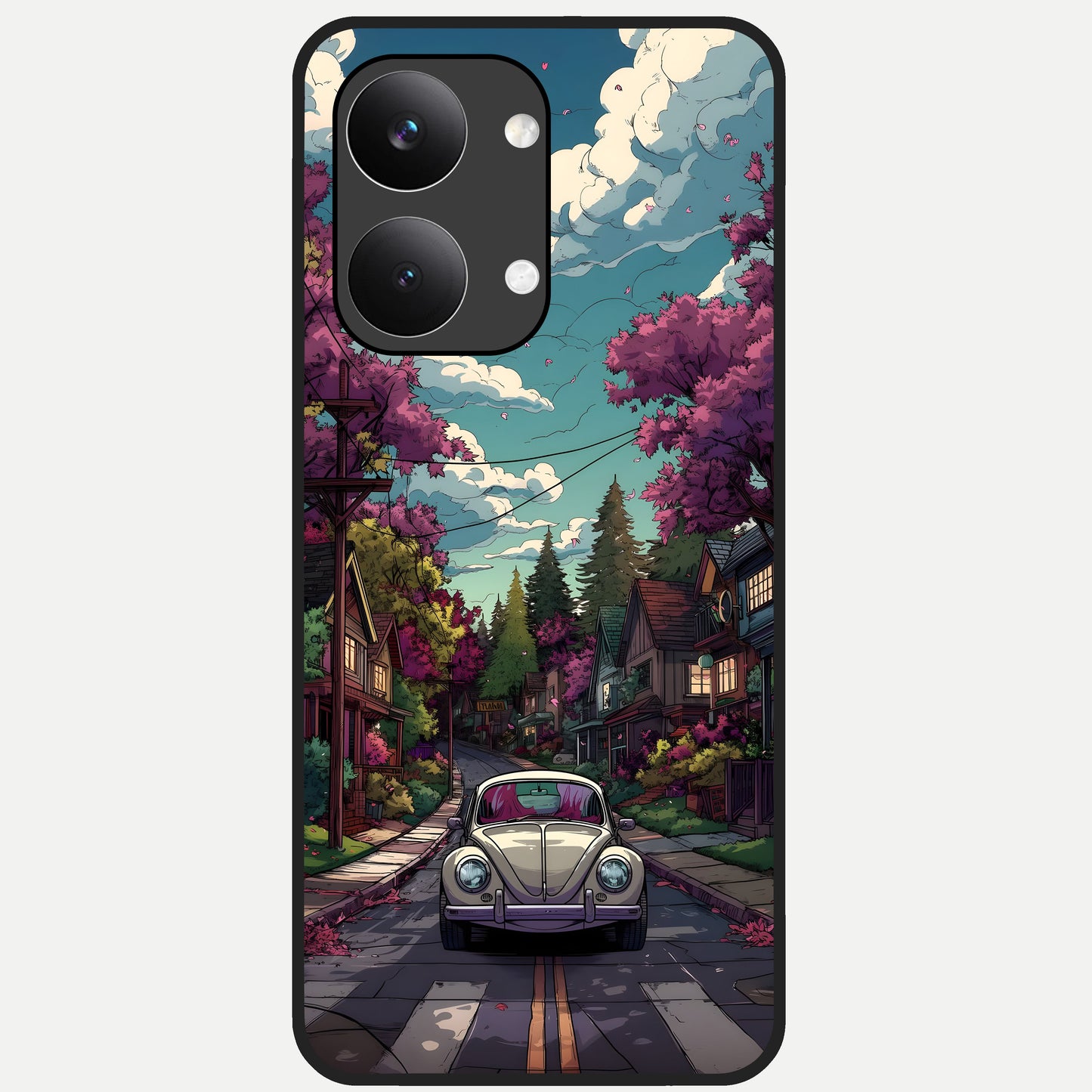  Vintage Street Drive Glass Case For Poco X8 Pro Max back cover – full design glossy printed glass finish