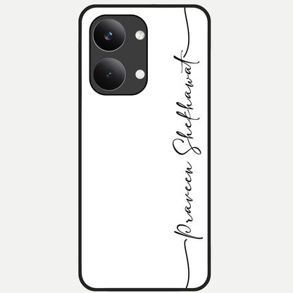  White Tune Custom Name Glass Case For Poco X8 Pro Max back cover – personalized glossy printed glass finish