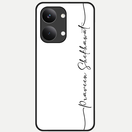  White Tune Custom Name Glass Case For Poco X8 Pro Max back cover – personalized glossy printed glass finish