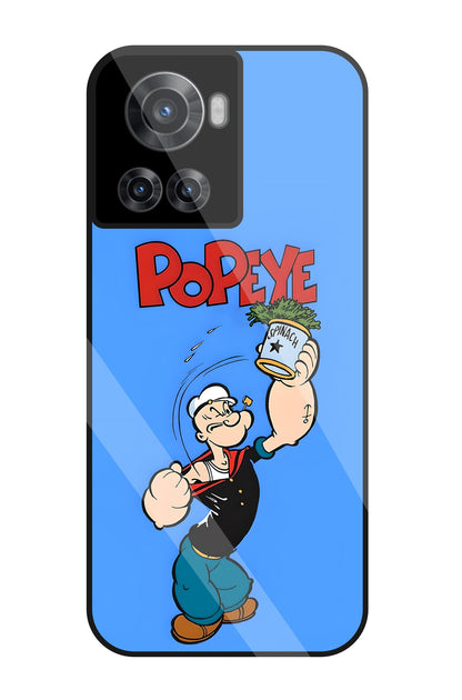 Popey In Blue Glass Case For OnePlus 10R
