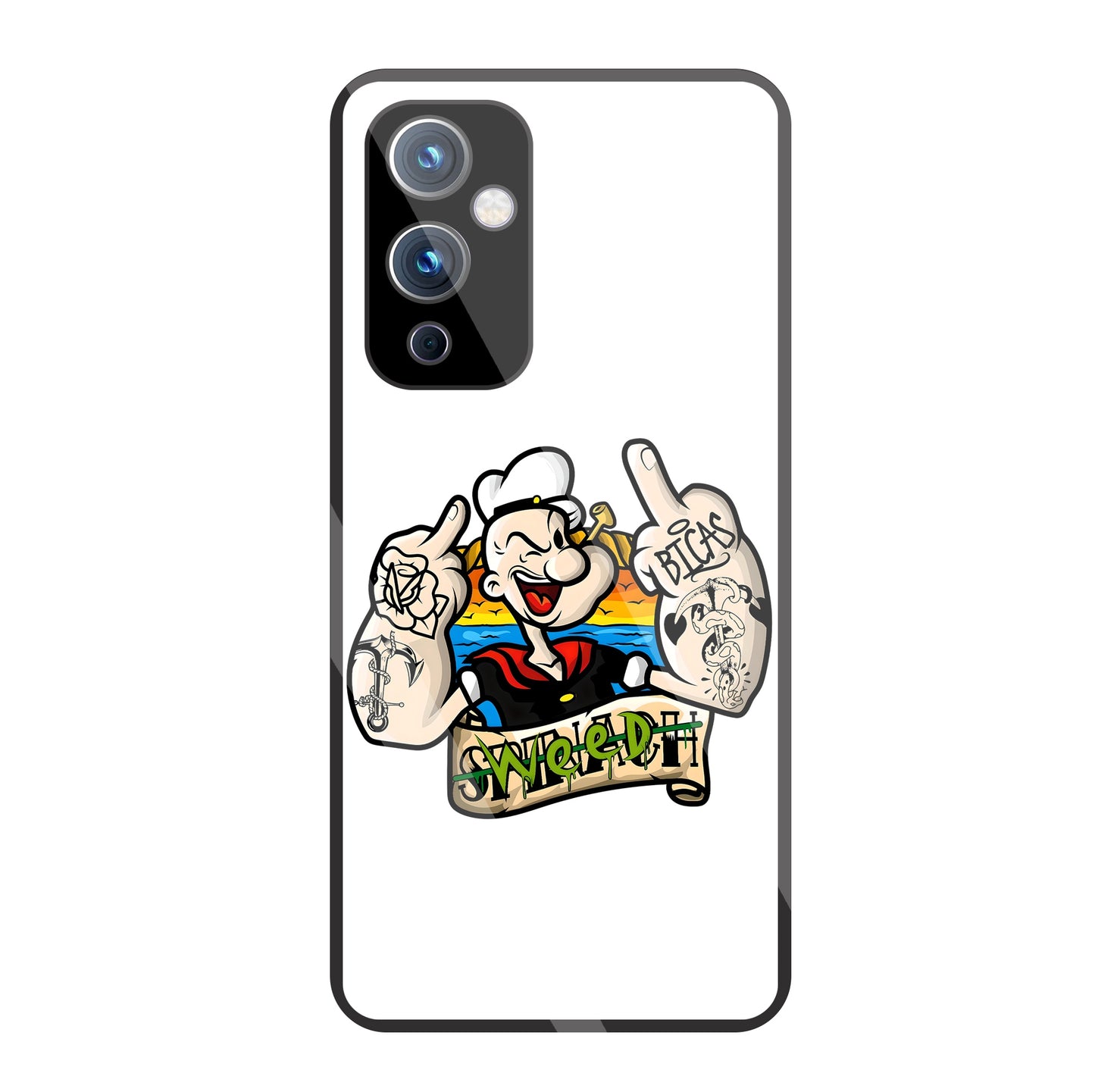 Popeye Weed Glass Case For OnePlus 9