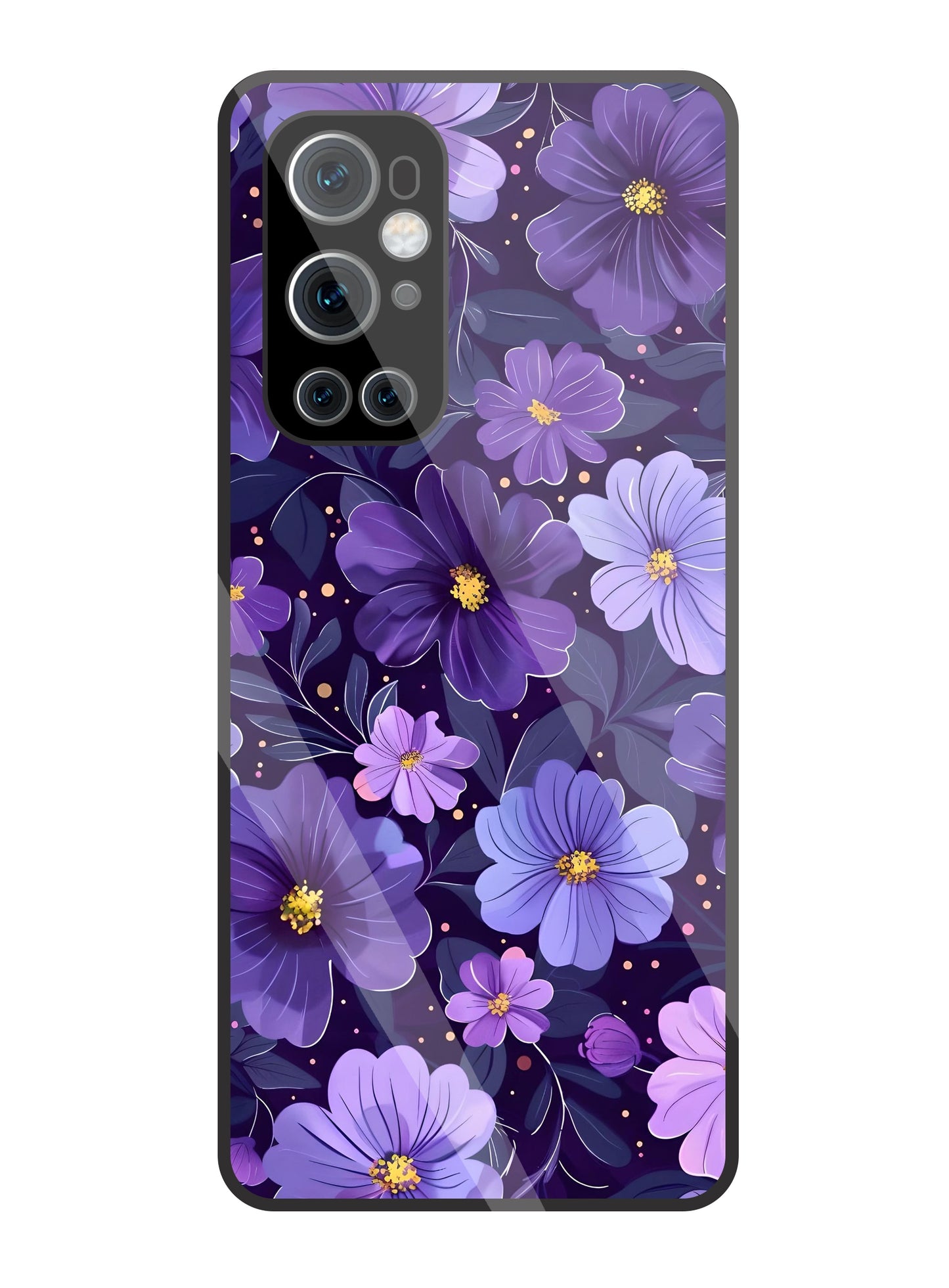 Purple Flower Blooms Glass Case For OnePlus 9 Pro