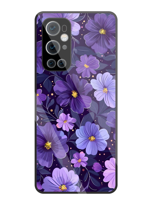 Purple Flower Blooms Glass Case For OnePlus 9 Pro