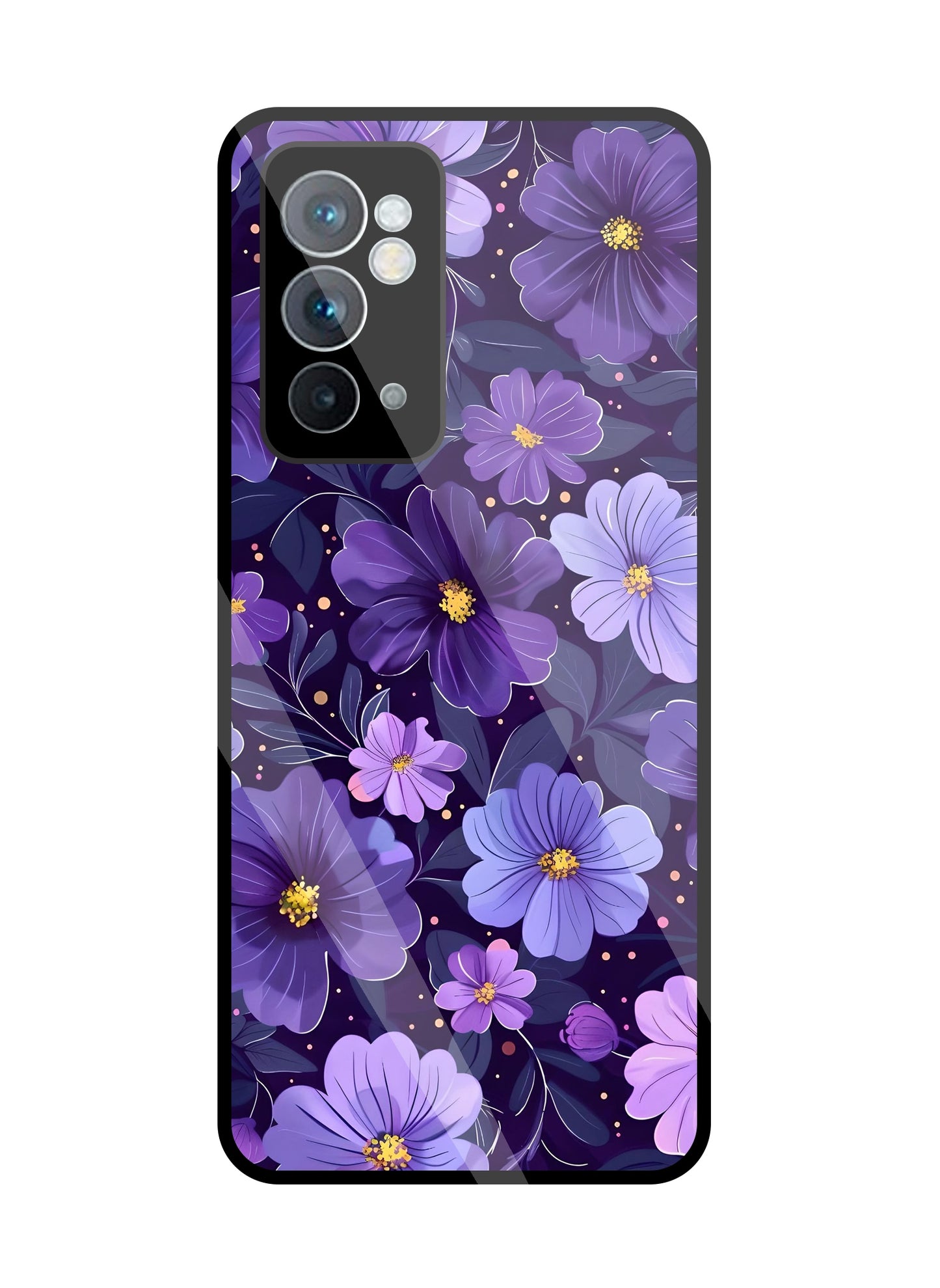 Purple Flower Blooms Glass Case For OnePlus 9RT
