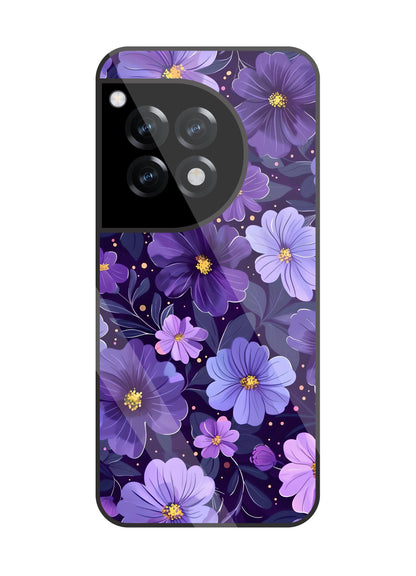 Purple Flower Blooms Glass Case For OnePlus 12R