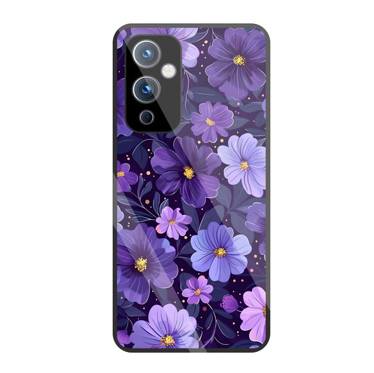 Purple Flower Blooms Glass Case For OnePlus 9