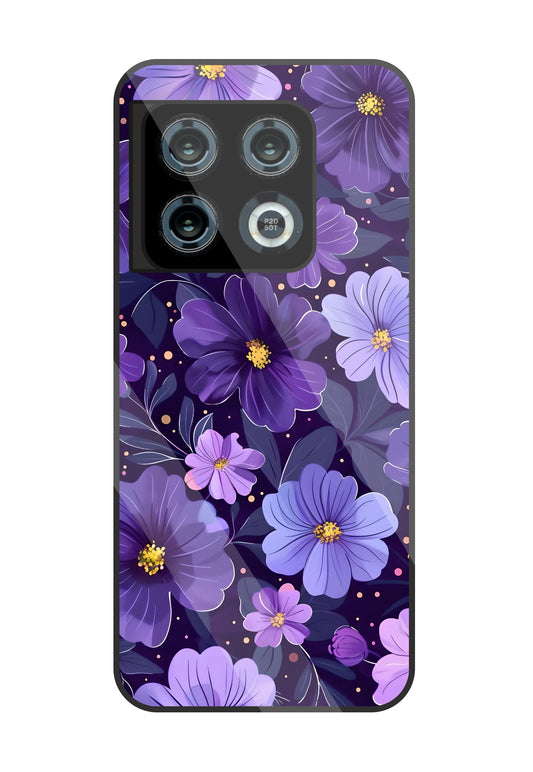 Purple Flower Blooms Glass Case For OnePlus 10 Pro