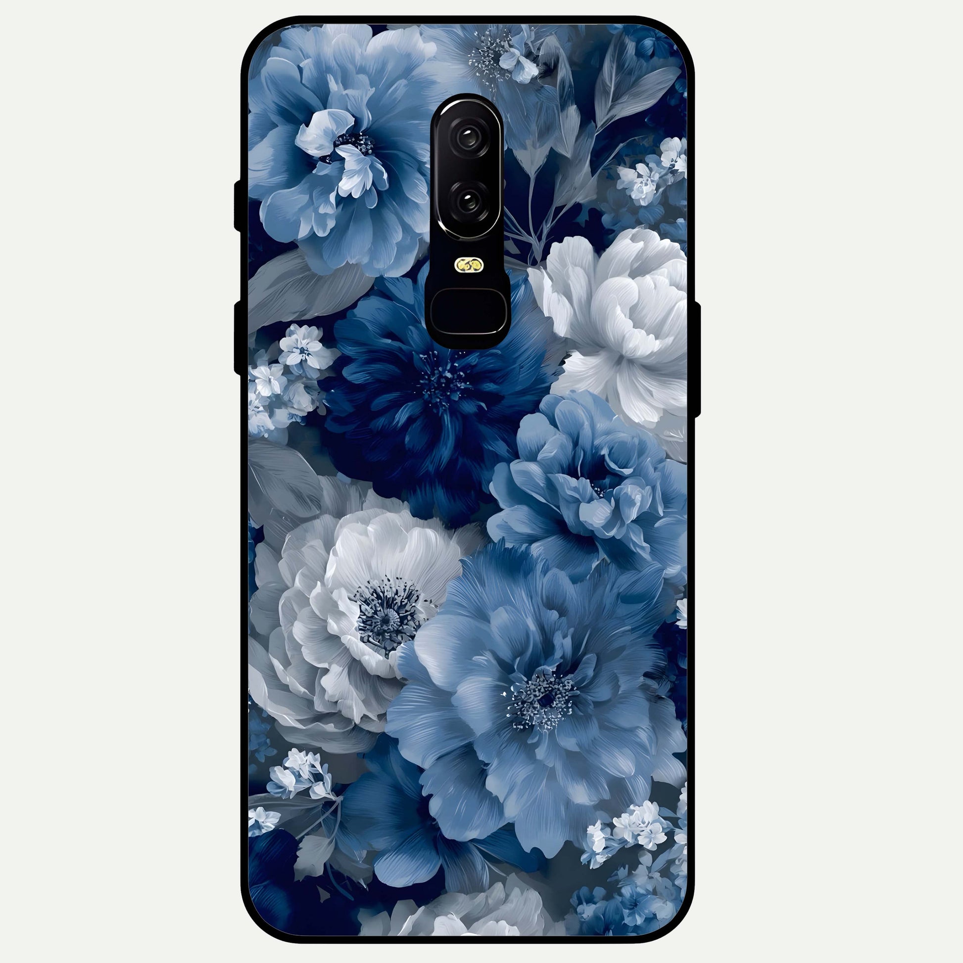 Royal Bloom Garden Glass Case captured at a warm angle highlighting rich floral layers, gloss, and edge clarity.