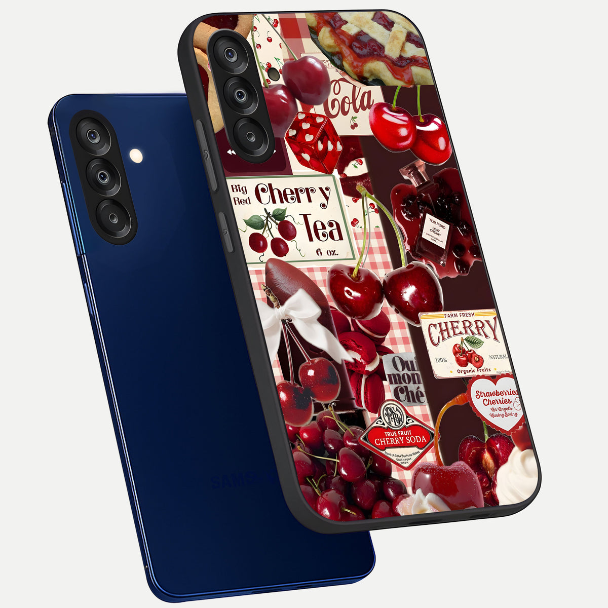 Blissful Cloud Pup Glass Case displayed upright for adorable design visibility and premium finish.