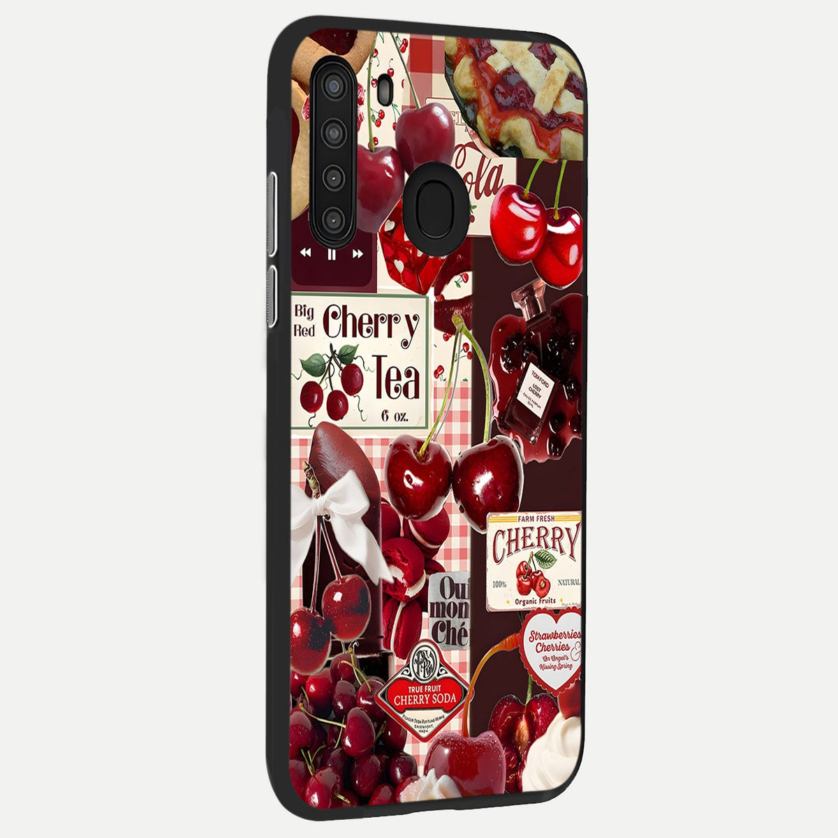 Bloom Thread Art Glass Case showing full back design in clean flat view with artistic thread-style florals and glossy glass finish.