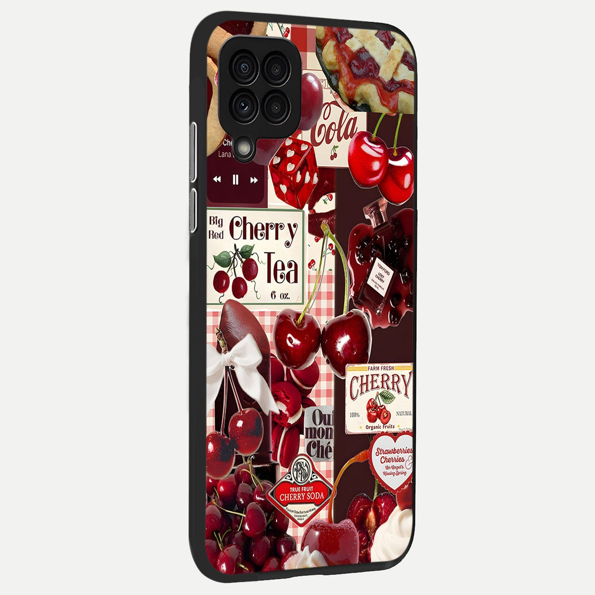 Blooming Water Drift Glass Case showing full back design in clean flat view with flowing water florals and glossy glass finish.