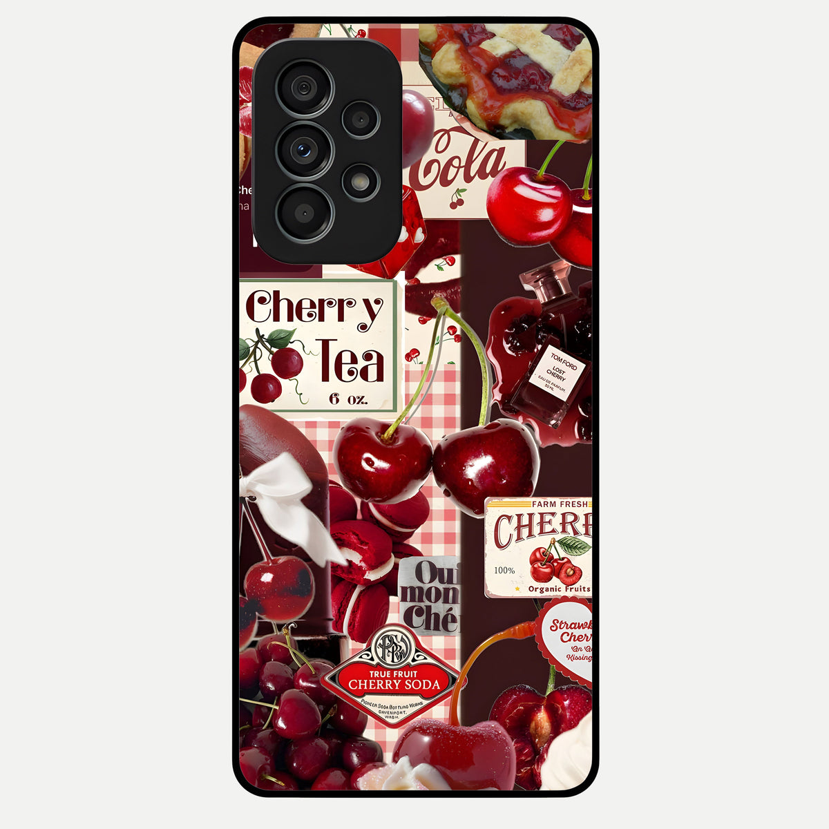 Blossom Dream Sky Glass Case captured at a warm angle highlighting soft sky hues, gloss, and edge clarity.