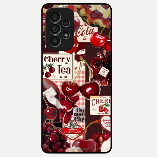 Blue Bloom Tales Glass Case captured at a warm angle highlighting cool hues, gloss, and edge clarity.