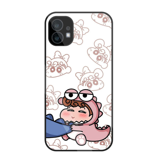 Shinchan Pink Dino Glass Case For Nothing Phone 1