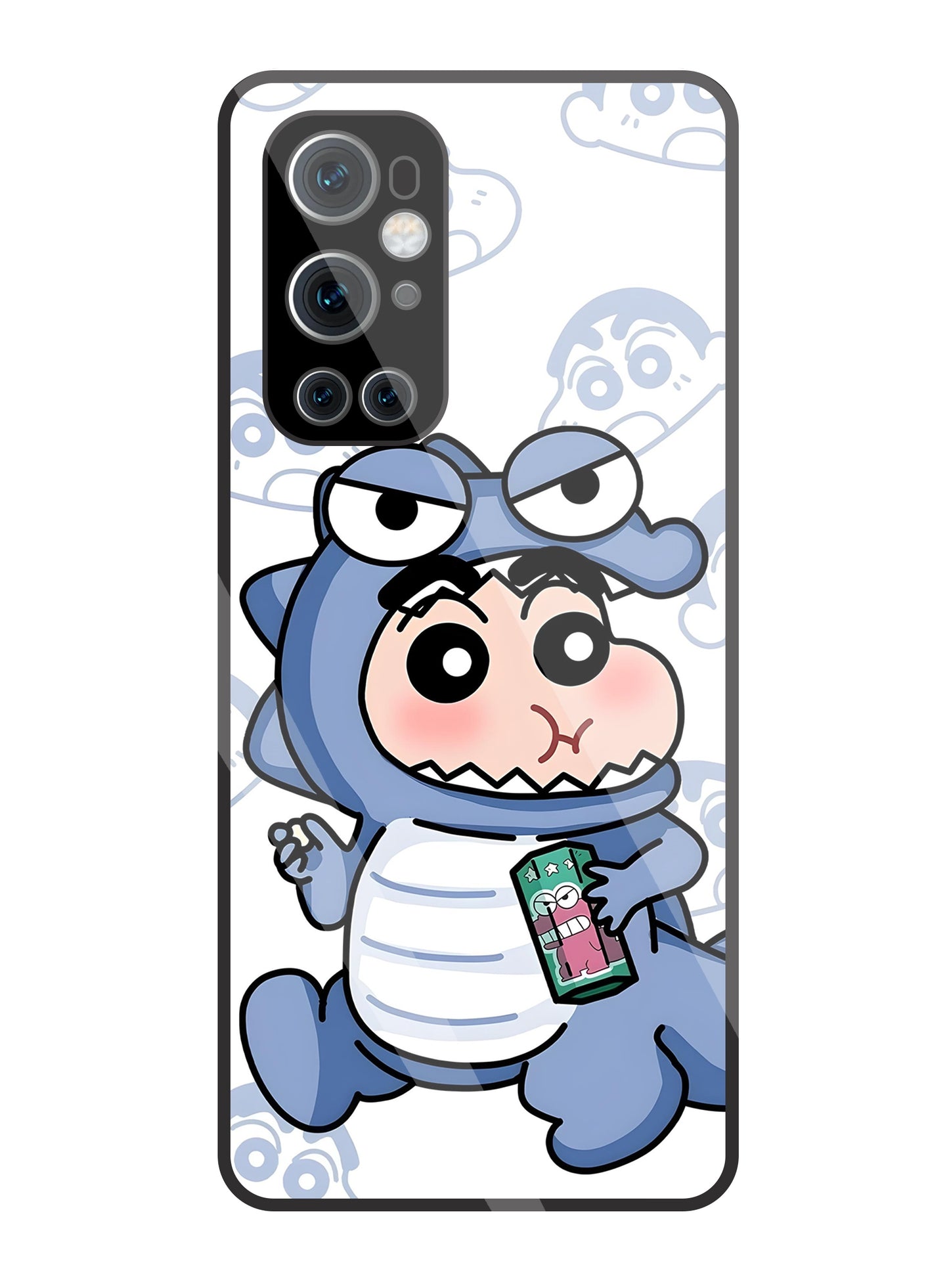 Shinchan Blue Dino Glass Case For OnePlus 9 Pro