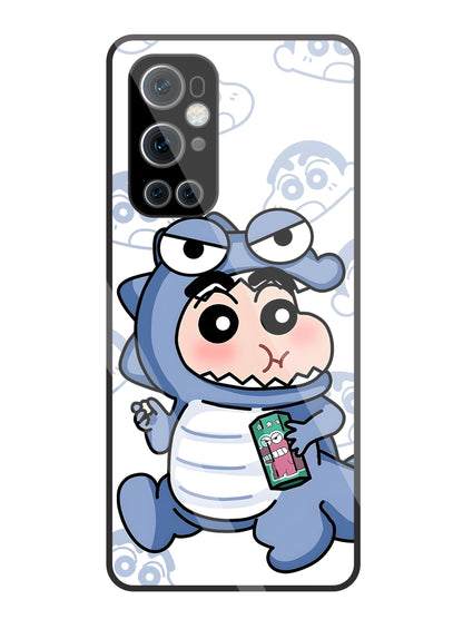 Shinchan Blue Dino Glass Case For OnePlus 9 Pro