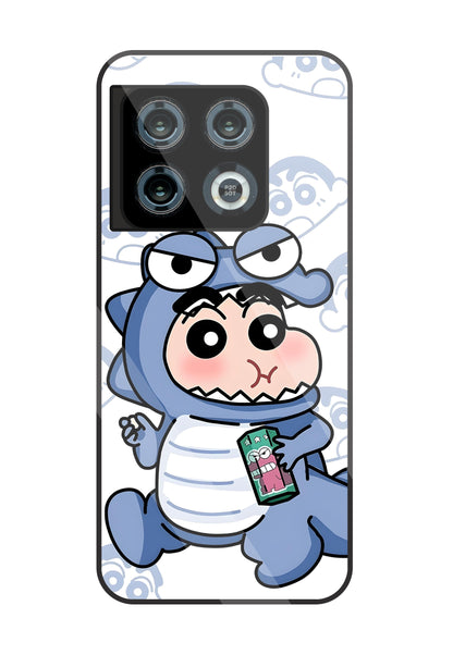 Shinchan Blue Dino Glass Case For OnePlus 10 Pro
