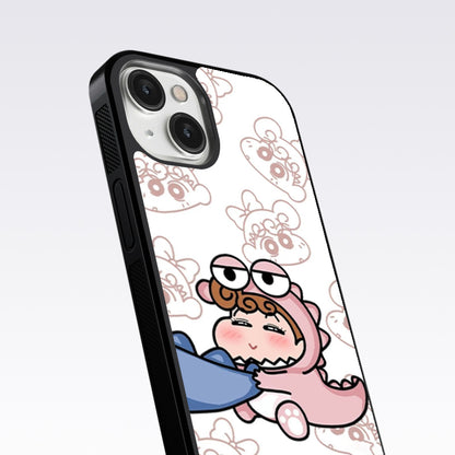 Shinchan Pink Dino Glass Case For OnePlus 9RT