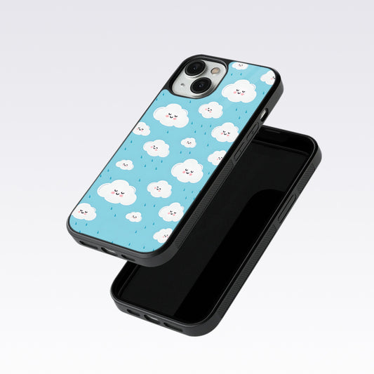 Smile Clouds With Rain Glass Case For OnePlus 12R