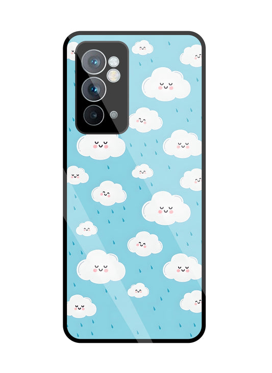 Smile Clouds With Rain Glass Case For OnePlus 9RT