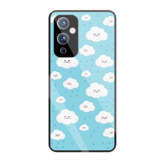 Smile Clouds With Rain Glass Case For OnePlus 9