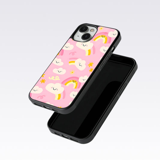 Smile Clouds With Rainbow Glass Case For OnePlus 12R