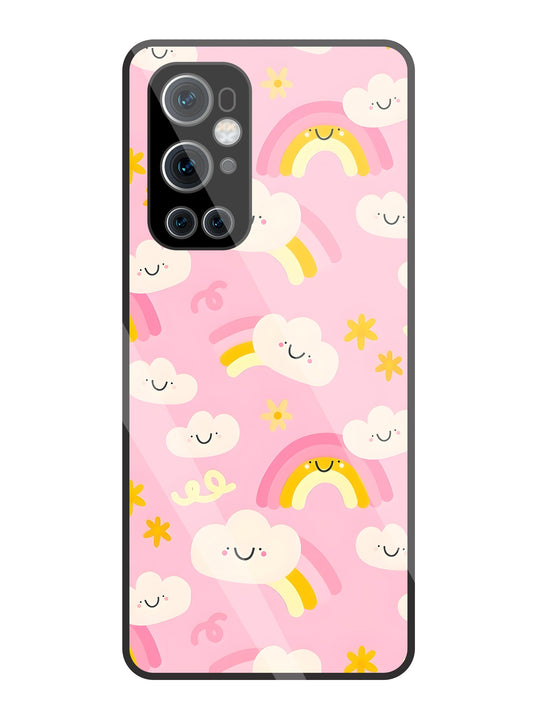 Smile Clouds With Rainbow Glass Case For OnePlus 9 Pro
