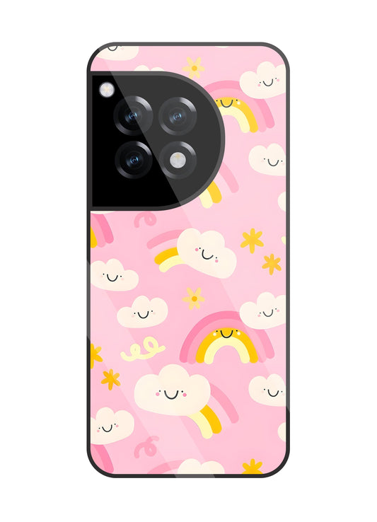 Smile Clouds With Rainbow Glass Case For OnePlus 12R