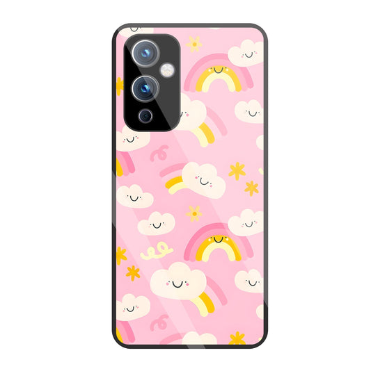 Smile Clouds With Rainbow Glass Case For OnePlus 9
