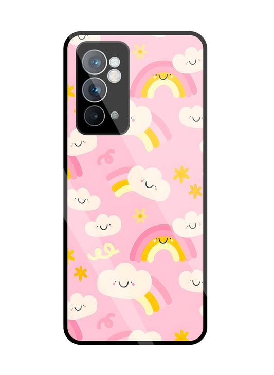 Smile Clouds With Rainbow Glass Case For OnePlus 9RT