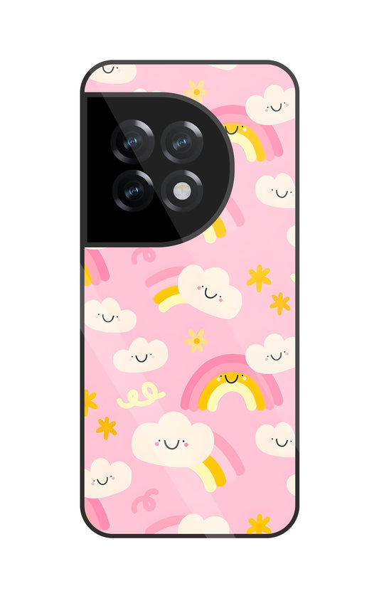 Smile Clouds With Rainbow Glass Case For OnePlus 11R