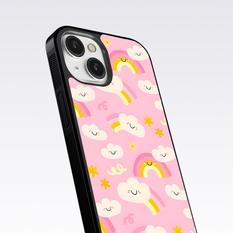 Smile Clouds With Rainbow Glass Case For OnePlus 12R