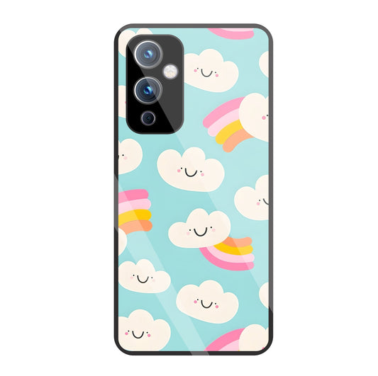 Smiley Clouds Glass Case For OnePlus 9