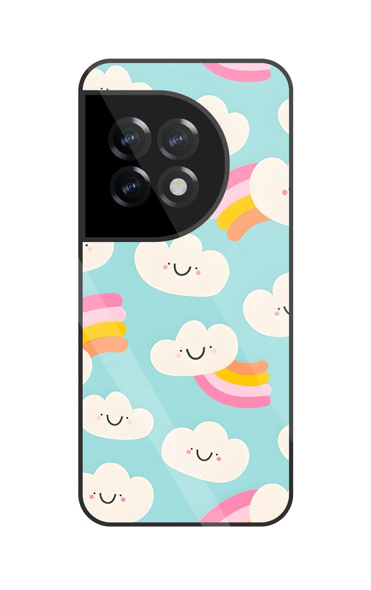 Smiley Clouds Glass Case For OnePlus 11R