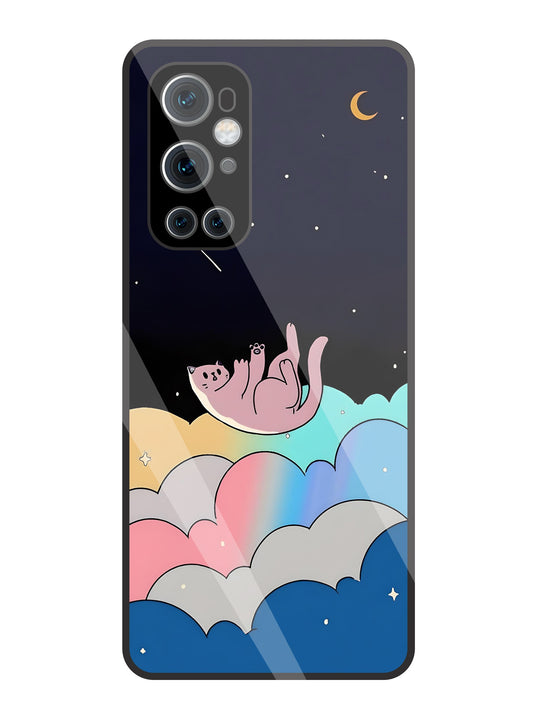 Space Cat Art Glass Case For OnePlus 9 Pro