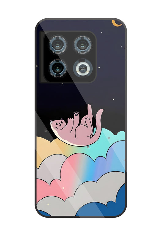 Space Cat Art Glass Case For OnePlus 10 Pro