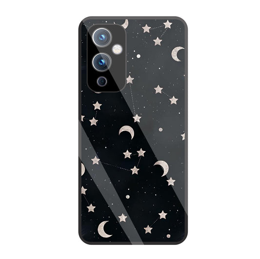 Star And Hulf Moon Space Glass Case For Oneplus 9