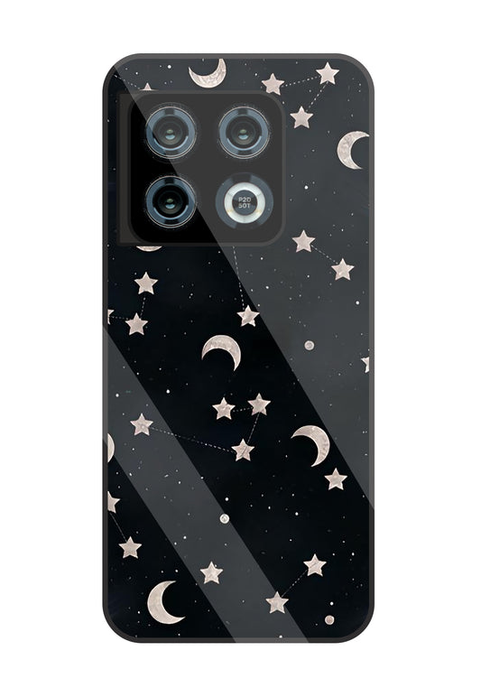 Star And Hulf Moon Space Glass Case For OnePlus 10 Pro