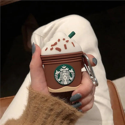 BROWN COFFEE STAR-BUCKS SILICONE AIRPODS CASE COVER FOR 1/2, AND AIRPODS PRO