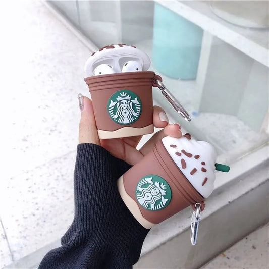 BROWN COFFEE STAR-BUCKS SILICONE AIRPODS CASE COVER FOR 1/2, AND AIRPODS PRO