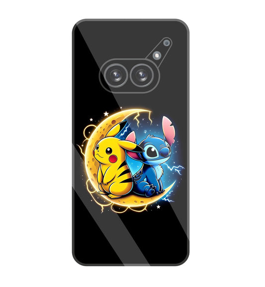 Stitch and Pikachu Moon Glass Case For Nothing Phone 2A