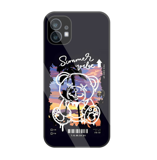 Summer Vibe Bear Glass Case For Nothing Phone 1