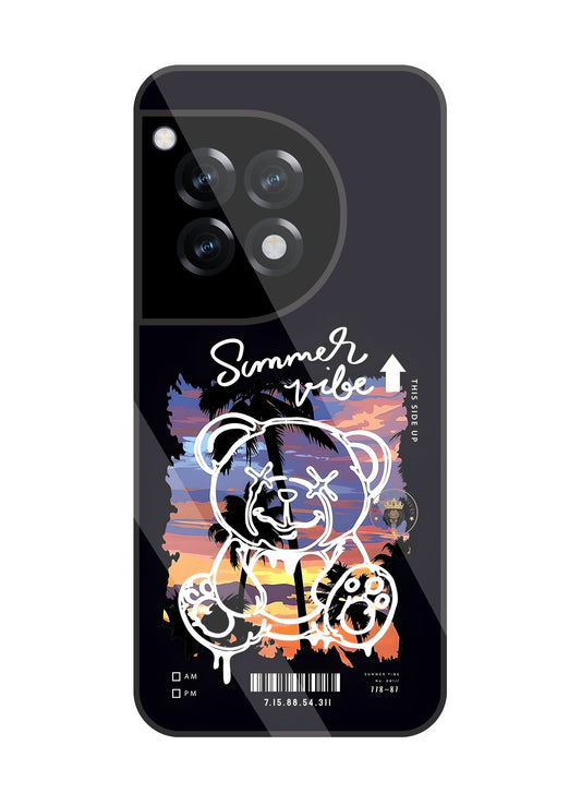 Summer Vibe Bear Glass Case For Oneplus 12R