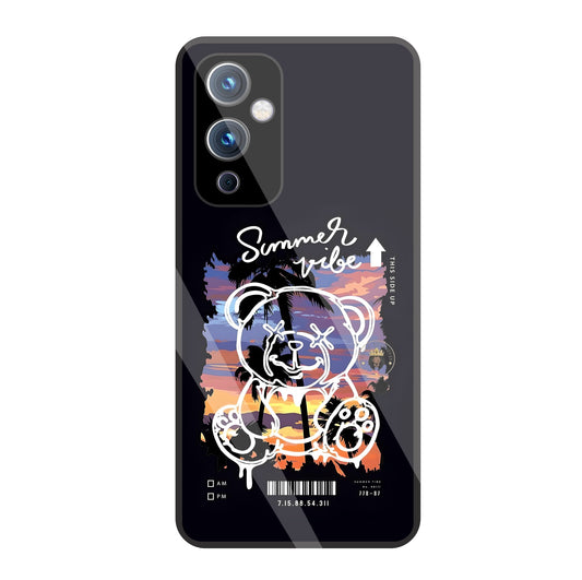 Summer Vibe Bear Glass Case For Oneplus 9
