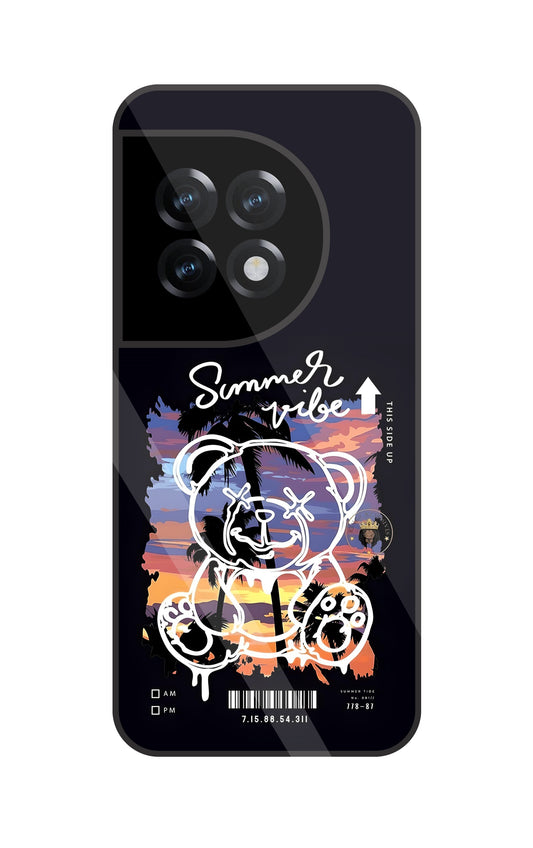 Summer Vibe Bear Glass Case For Oneplus 11R