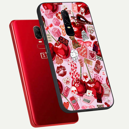 Sweet Cherry Chaos Glass Case displayed upright for bold fun visibility and premium finish.