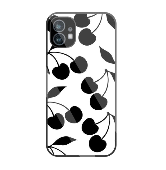 White With Black Cherry Glass Case For Nothing Phone 1